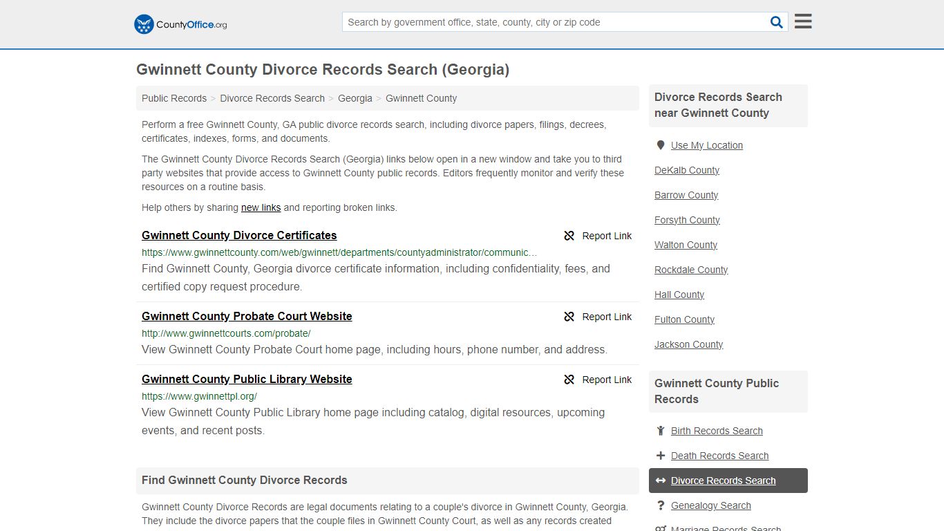 Gwinnett County Divorce Records Search (Georgia) - County Office