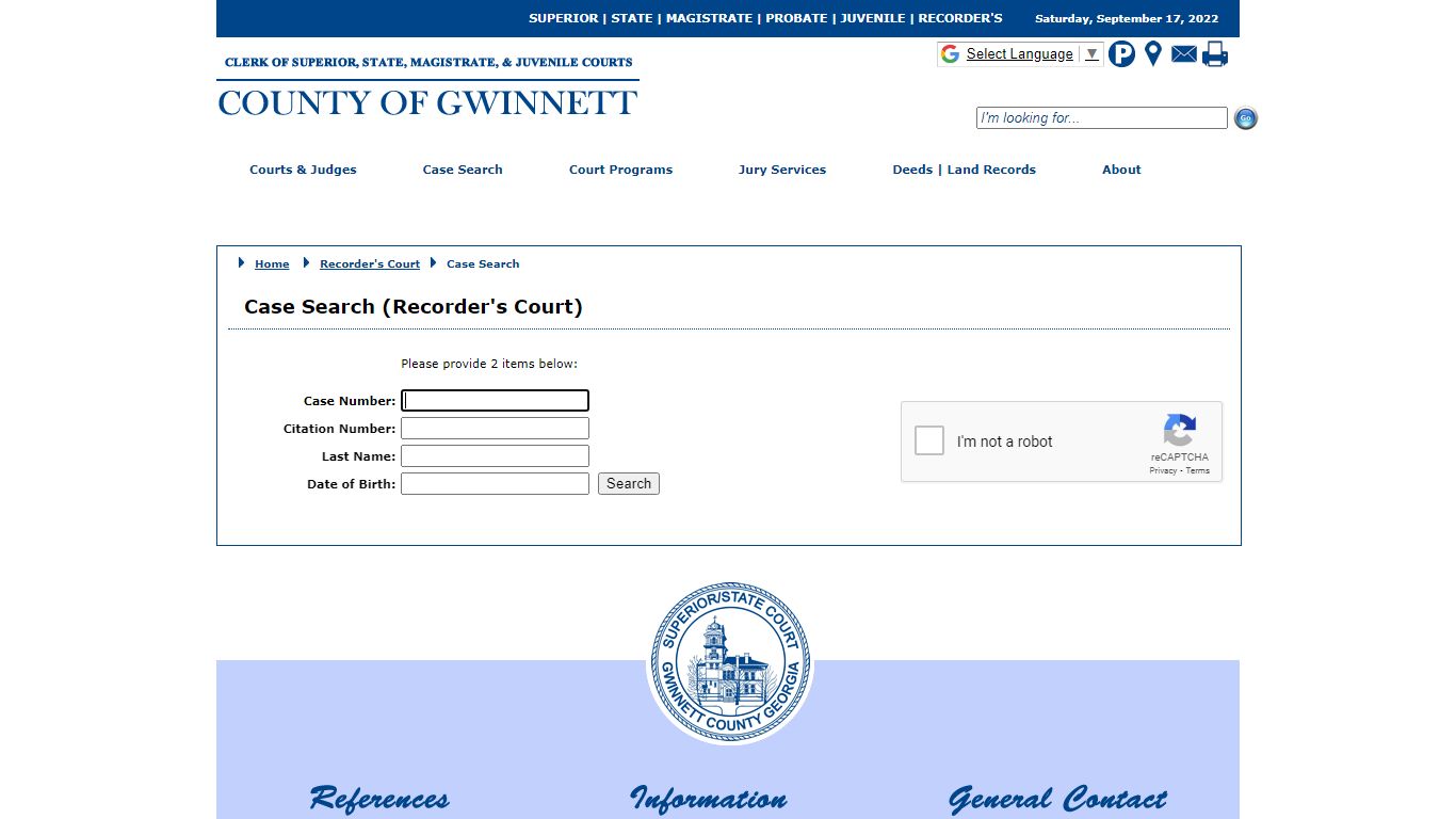 Gwinnett County - Recorder's Court - Case Search