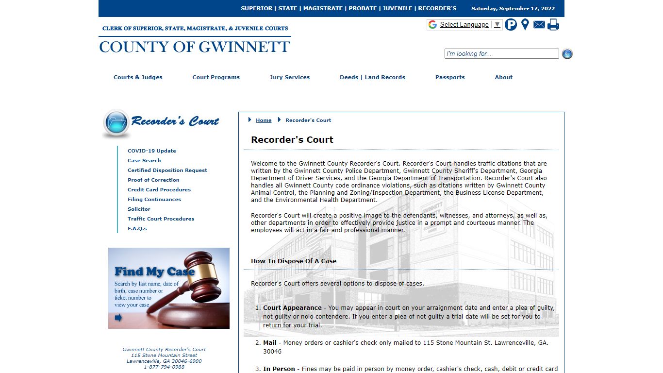 Gwinnett County Courts - Recorder's Court